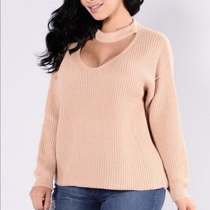 Fashion Nova Tan Cutout Sweater